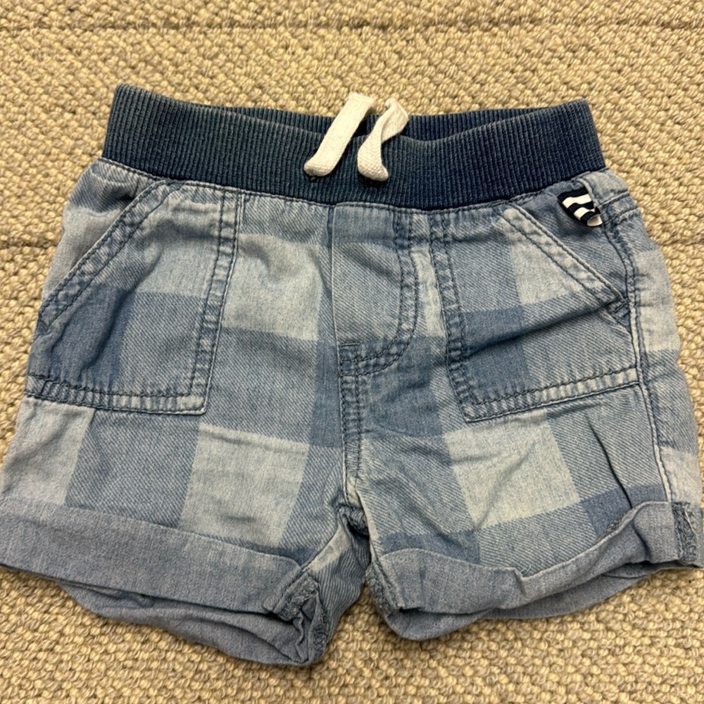 Splendid baby boy 3-6months soft denim style drawstring checkered shorts
